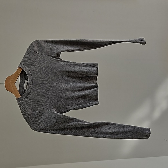Aritzia Grey Long Sleeve Crew Neck Crop Top - Picture 6 of 8